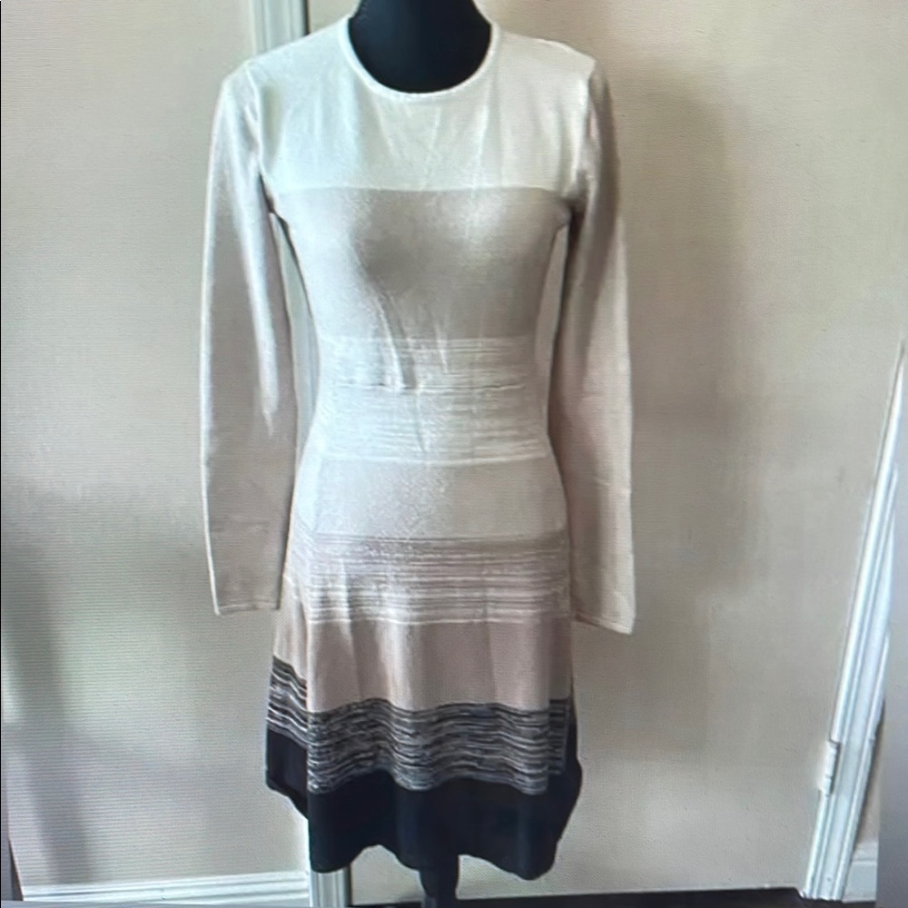 Elegant Cream and Black Women's Dress
